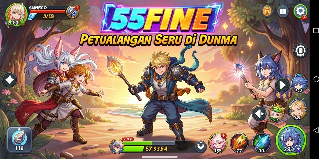 Screenshot gameplay 55FIVE yang menampilkan aksi seru dalam dunia Anime.