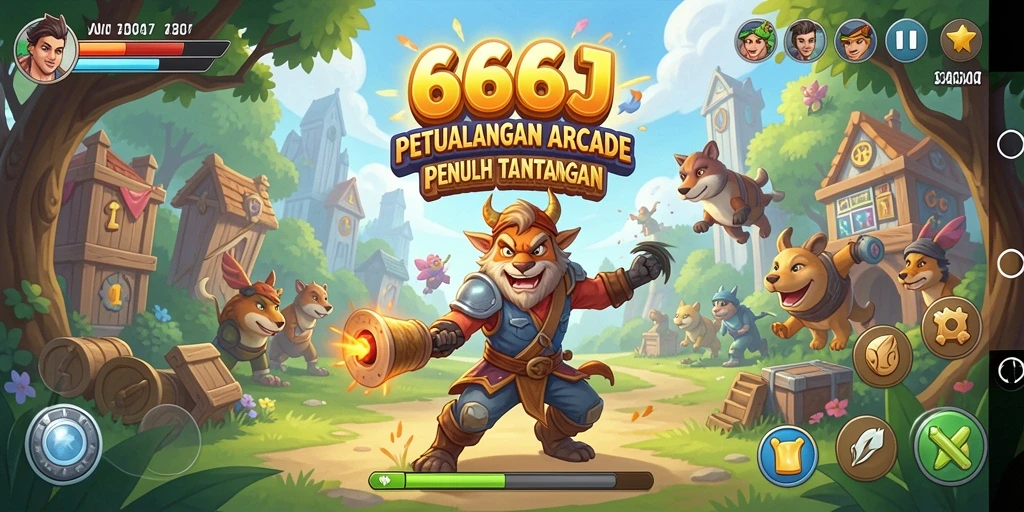Tampilan warna-warni gameplay yang menarik di 666J.