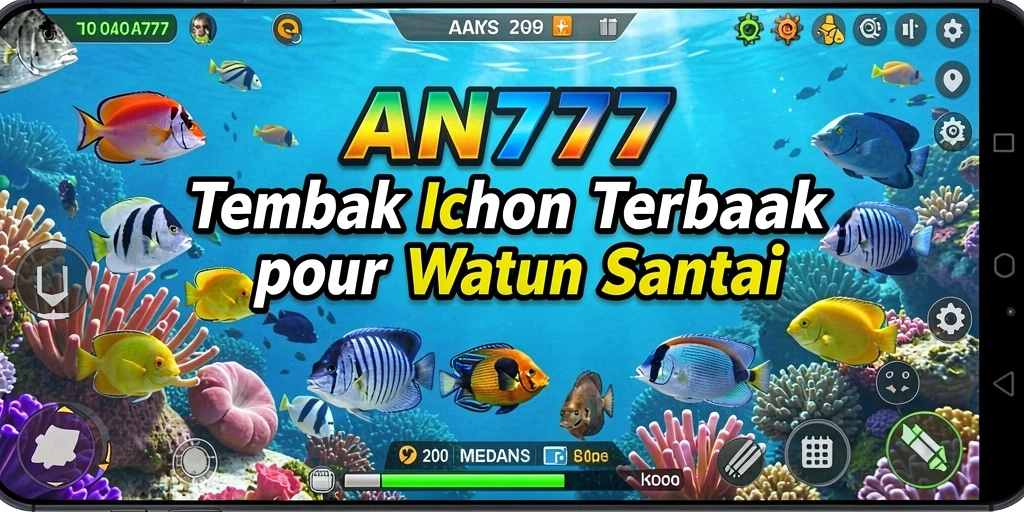 Screenshot gameplay AN777 menampilkan aksi menyerang ikan yang menarik.