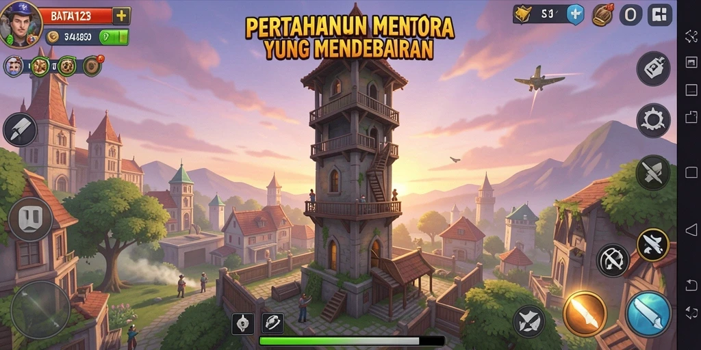 Tampilan gameplay menara pertahanan BATA123 yang menarik dan mendebarkan.