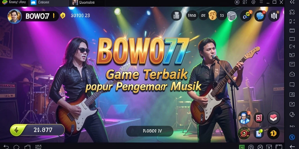 Tampilan gameplay BOWO77 dengan berbagai tantangan musik.