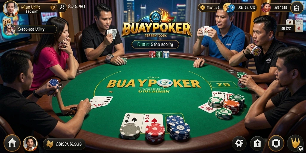 Screenshot utama BUAYAPOKER menunjukkan antarmuka yang intuitif untuk permainan poker.
