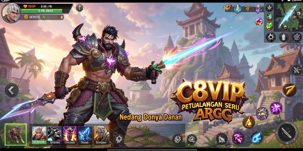 Screenshot C8VIP menampilkan pertarungan epik dalam dunia ARPG.