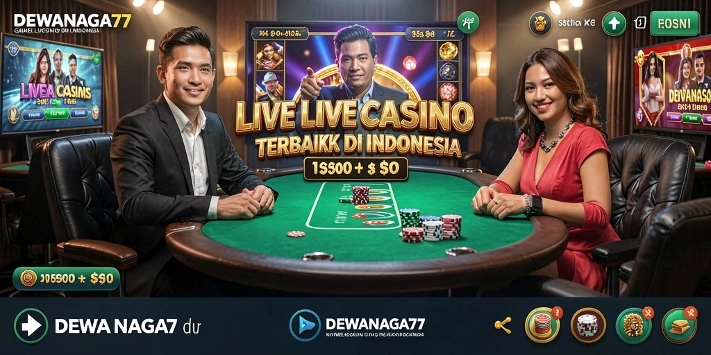 Screenshot DEWANAGA77 menampilkan dealer langsung dan permainan kasino yang seru.
