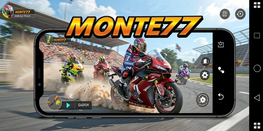 Tampilan gameplay <strong>MONTE77</strong> dengan aksi balap motor yang seru.