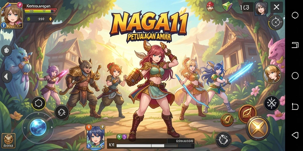 Tangkapan layar gameplay NAGA11 menampilkan aksi karakter Anime yang mendebarkan.