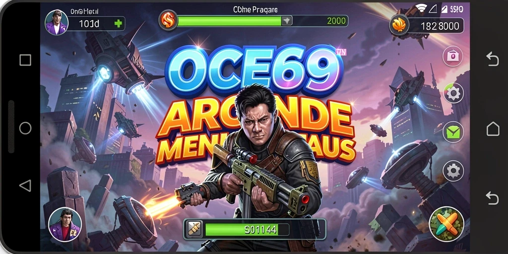 Tangkapan layar OCE69 menampilkan aksi gameplay arcade yang seru.