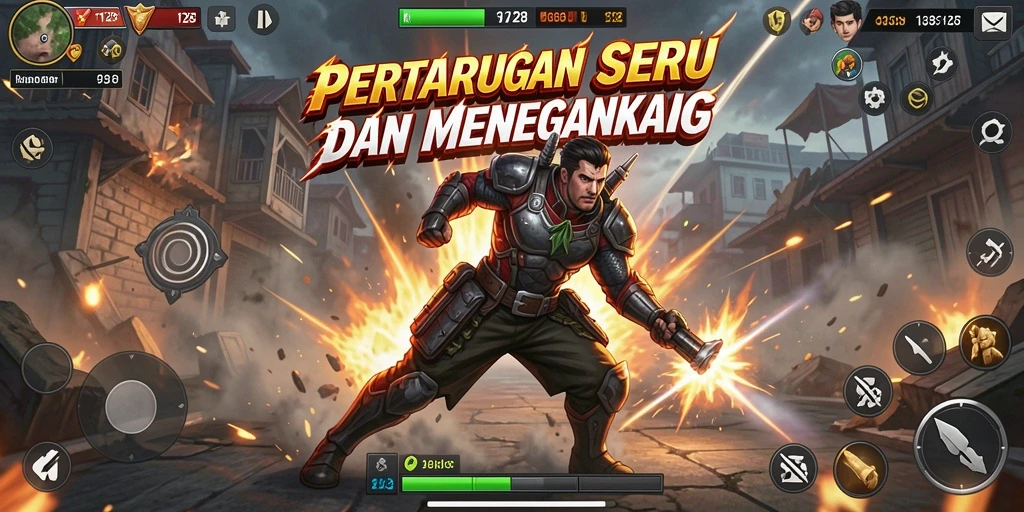Tampilan gameplay seru OLX128 dengan aksi pertarungan yang mendebarkan.
