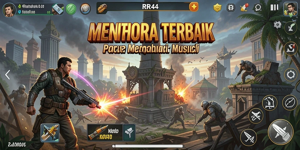 Screenshot gameplay RR44 menampilkan aksi menara pertahanan yang mendebarkan.