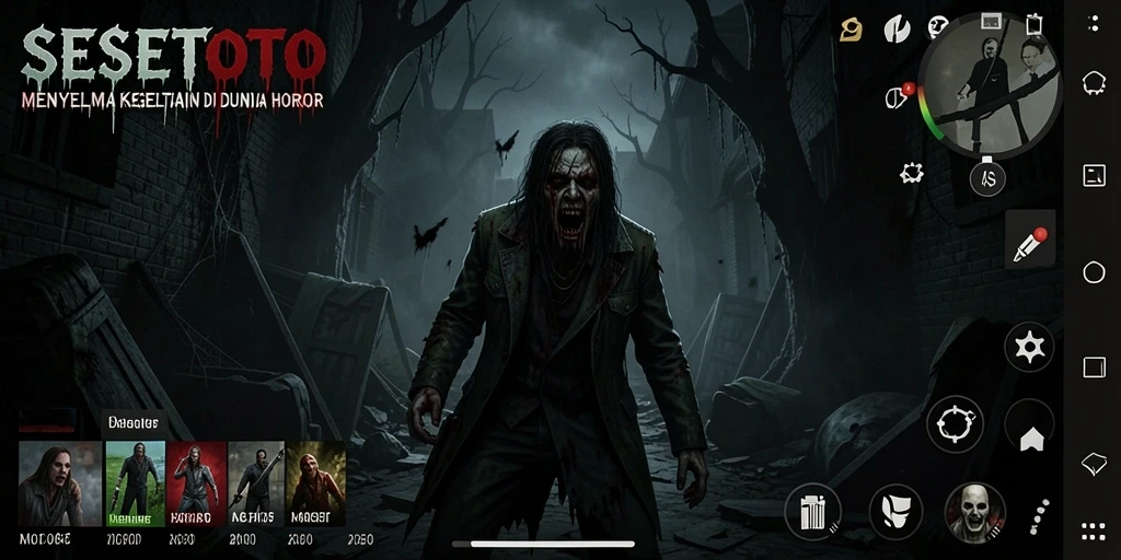 Tampilan gameplay menegangkan SESETOTO yang penuh kegelapan.