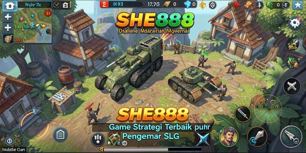 Tangkapan layar gameplay yang menunjukkan pertempuran strategis di SHE888.