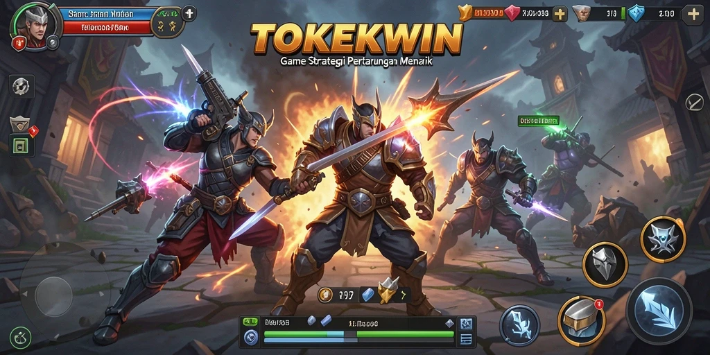Tangkapan layar menampilkan pertempuran strategis yang mendebarkan di TOKEKWIN.