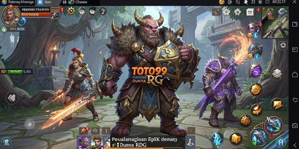 Tampilan gameplay TOTO99 dengan pertempuran epik dan eksplorasi dunia yang luas.