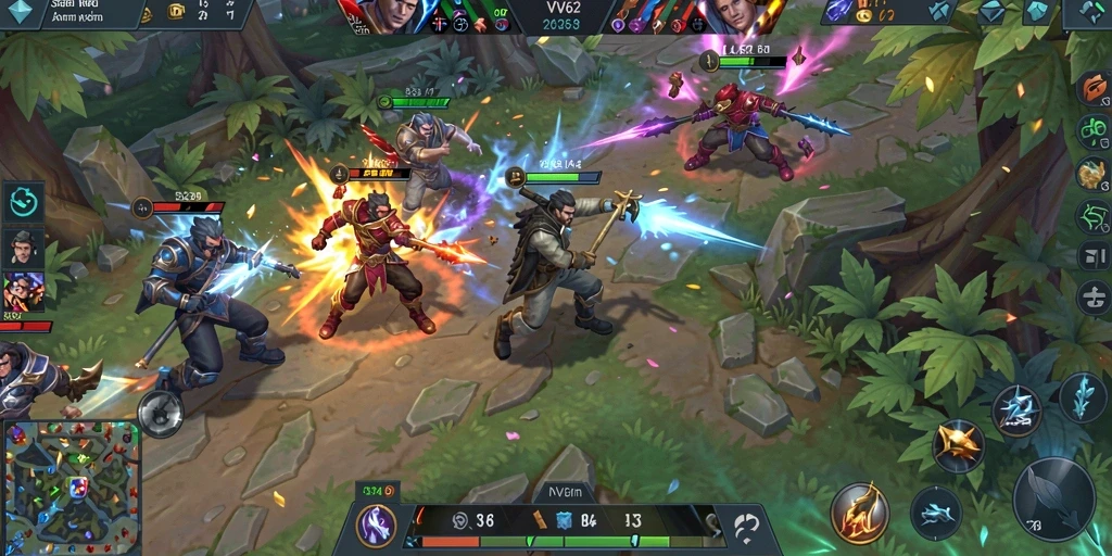 Gameplay seru dalam <strong>VV62</strong>, pertarungan epik antara para pahlawan.